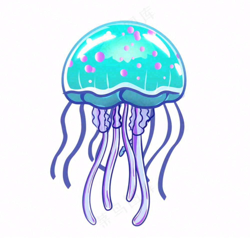 水母海洋动物卡通插画免抠