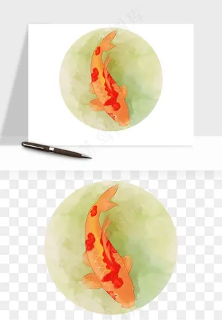 锦鲤鱼手绘水墨png免抠