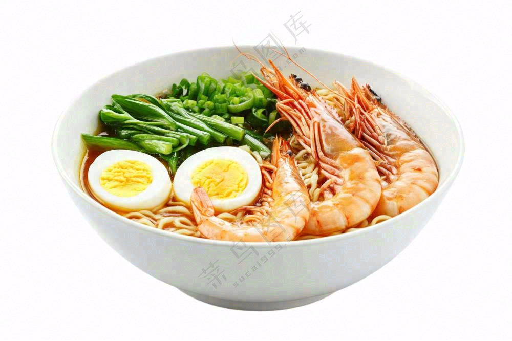 海鲜鸡蛋面食物摄影图免抠