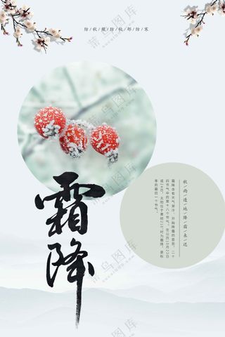 插画复古霜降节气传统海报