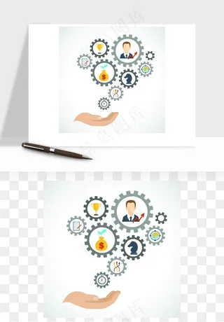 商务科技齿轮组矢量png免抠