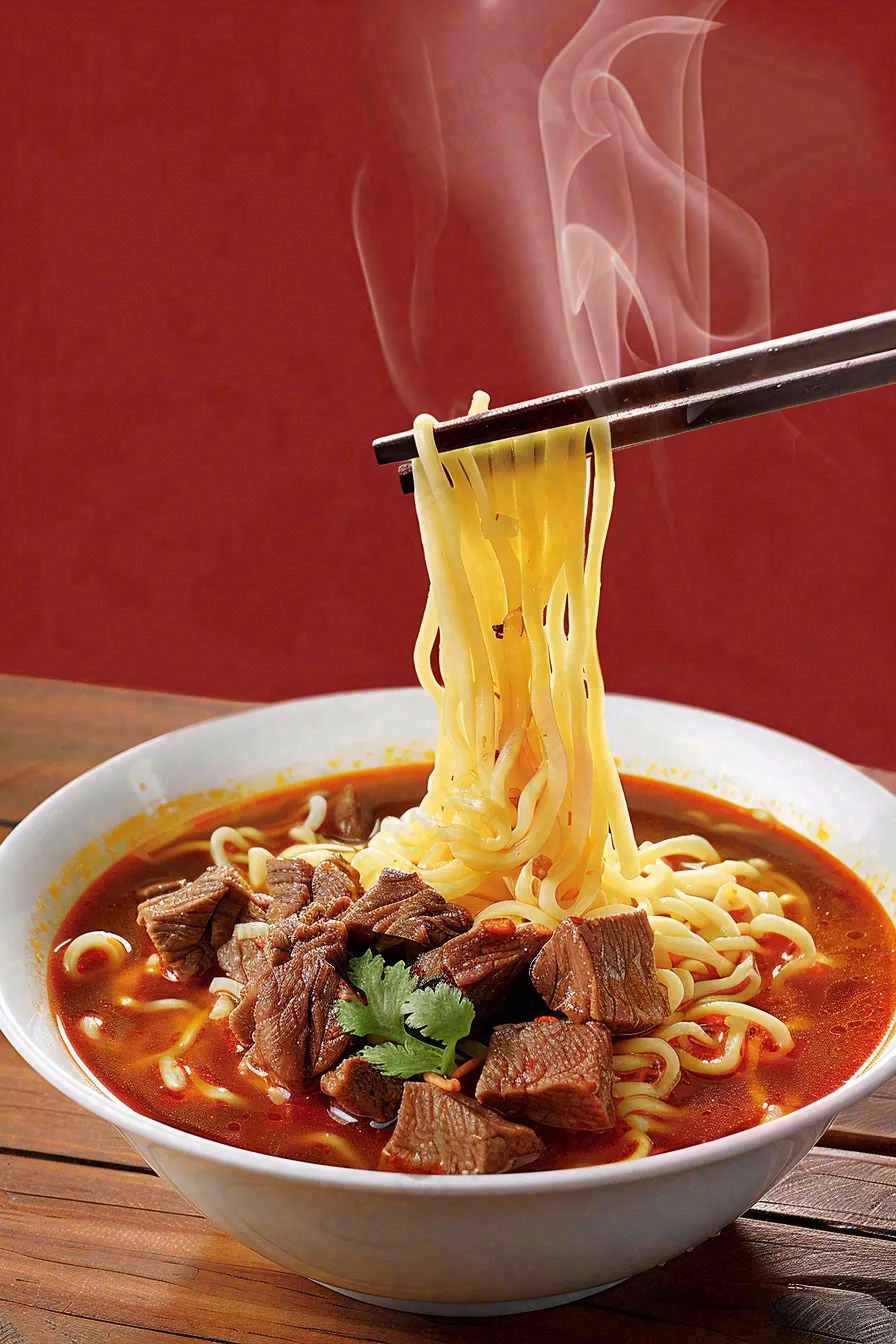 中餐食物美食牛肉面摄影图背景