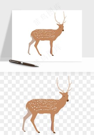 手绘梅花鹿小鹿麋鹿png免抠