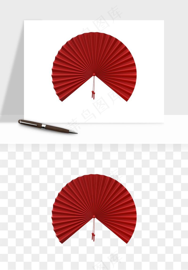 古风扇子元素png免抠