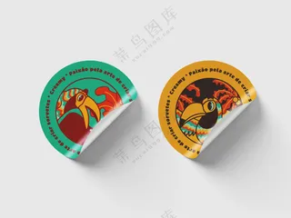 圆形不干胶贴纸logo标签样机psd模板-1