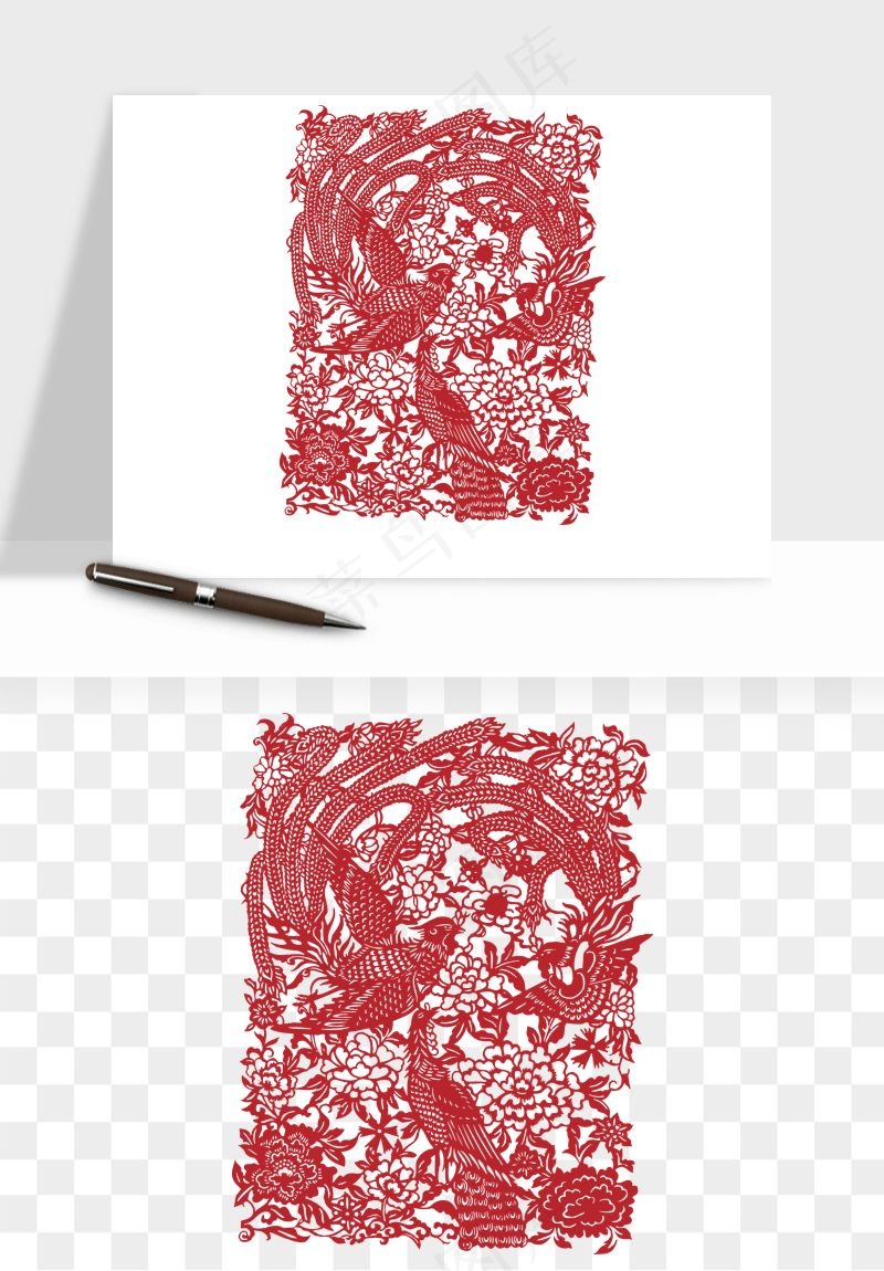 传统窗花剪纸图案png免抠