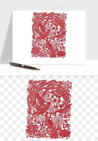 传统窗花剪纸图案png免抠