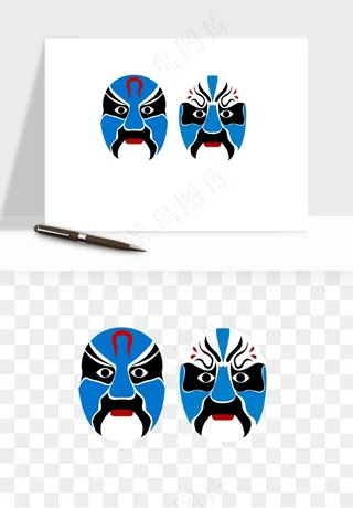 手绘戏剧脸谱卡通面具png免抠