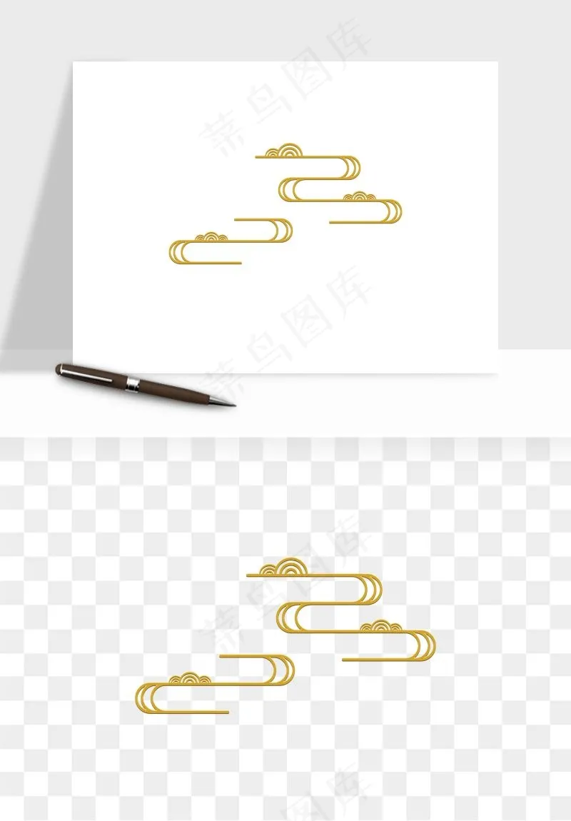 国潮线条祥云装饰png免抠