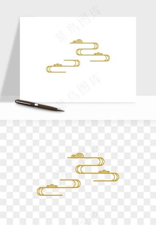 国潮线条祥云装饰png免抠