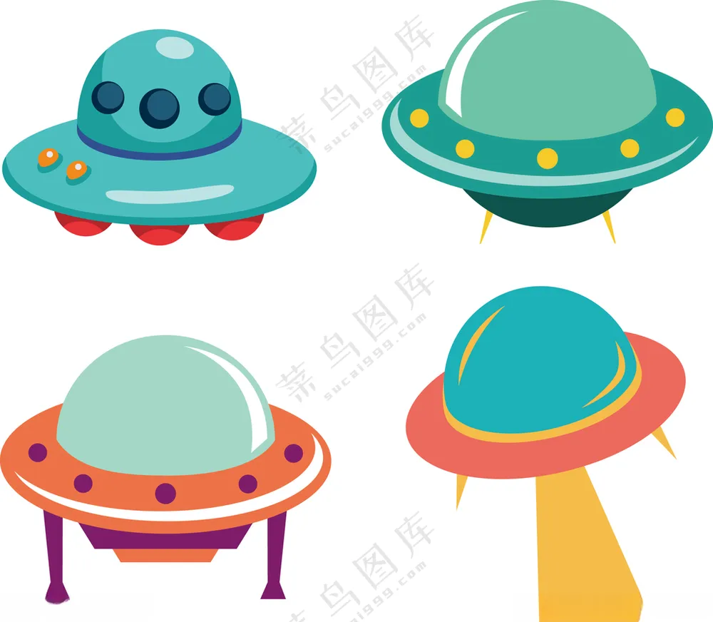 外星飞碟飞船卡通儿童插画素材外星飞碟宇宙元素