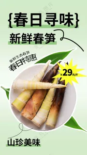 新鲜春笋美食促销海报