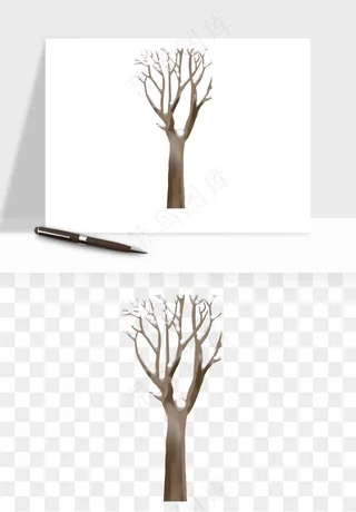 雪树枯树冬天树木png免抠