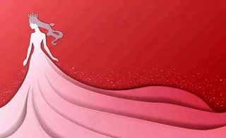 红色立体剪贴画女王女生节妇女节插画背景