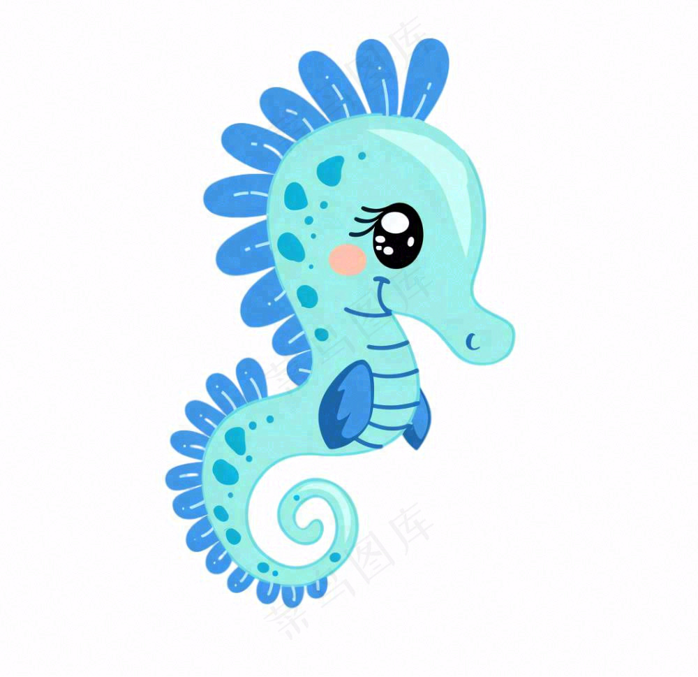 海马海洋动物卡通插画免抠