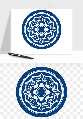 青花瓷花纹花卉图案png免抠