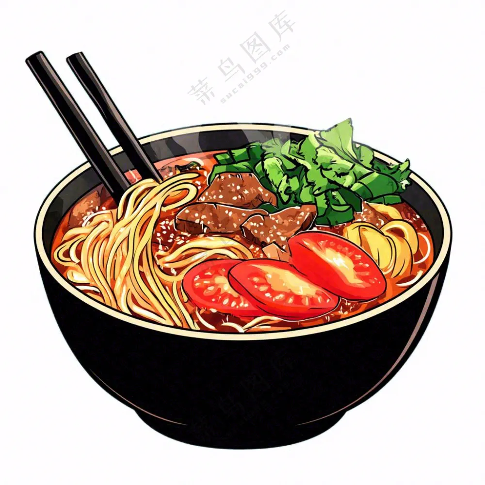 红烧牛肉面香辣美食插画免抠