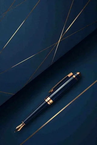 蓝色沉稳钢笔书写金色线条教师节背景