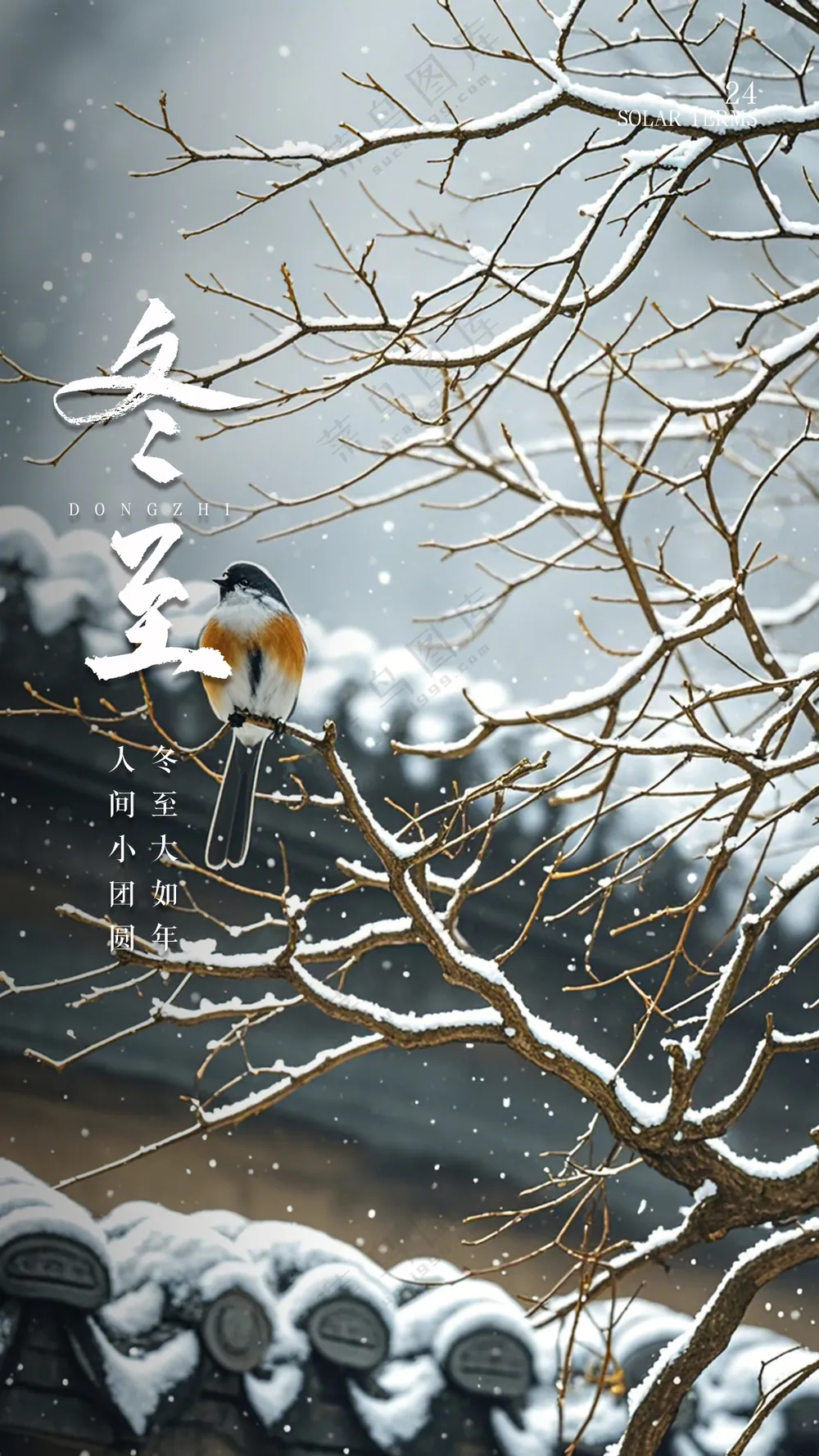 冬至大气唯美节气简约节日海报