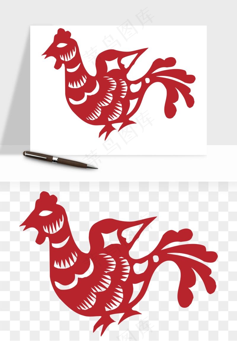 传统花鸟动物剪纸png免抠