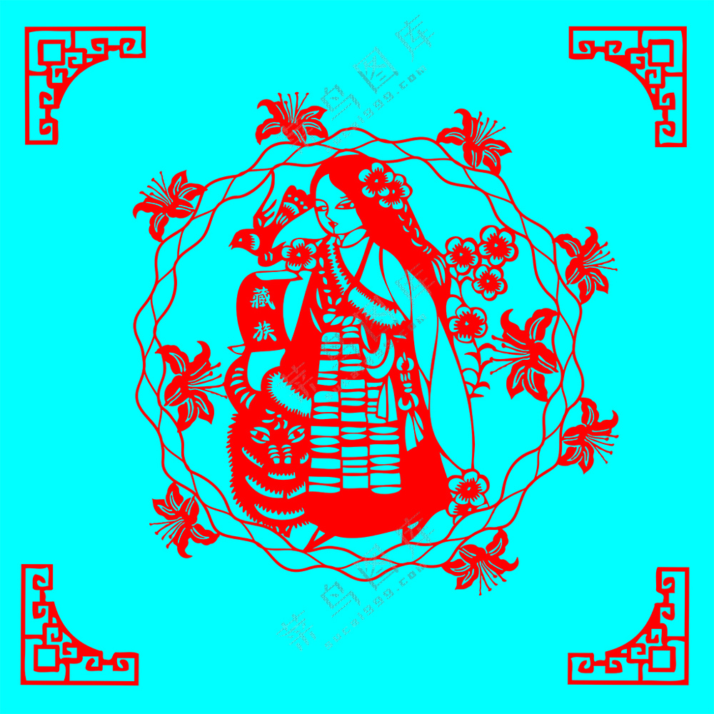 红色喜庆藏族剪纸