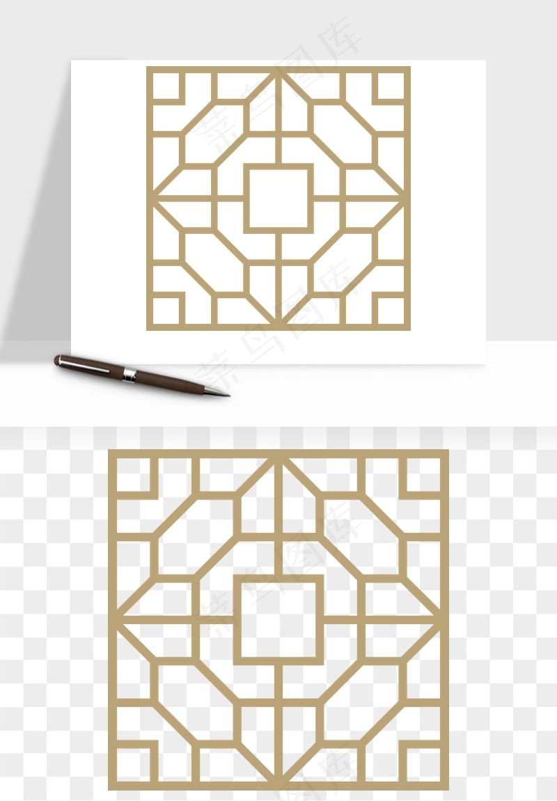 中式镂空古典图案png免抠