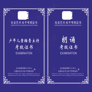 社会艺术水平考级证书
