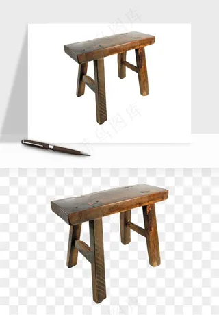 老式木桌木椅木凳png免抠
