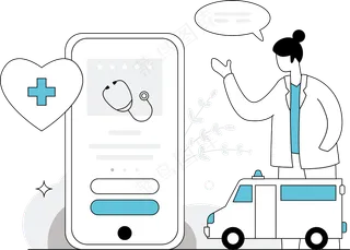 医疗APP 蓝色扁平商务插画