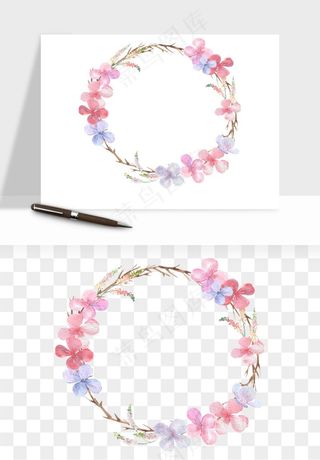 手绘花环边框浪漫png免抠