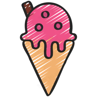 粉色蛋筒冰淇淋 铅笔手绘图标icon