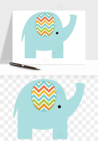 手绘大象小象png免抠