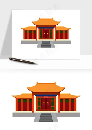 国潮风古建筑古楼古塔鼓楼ai,png免抠图