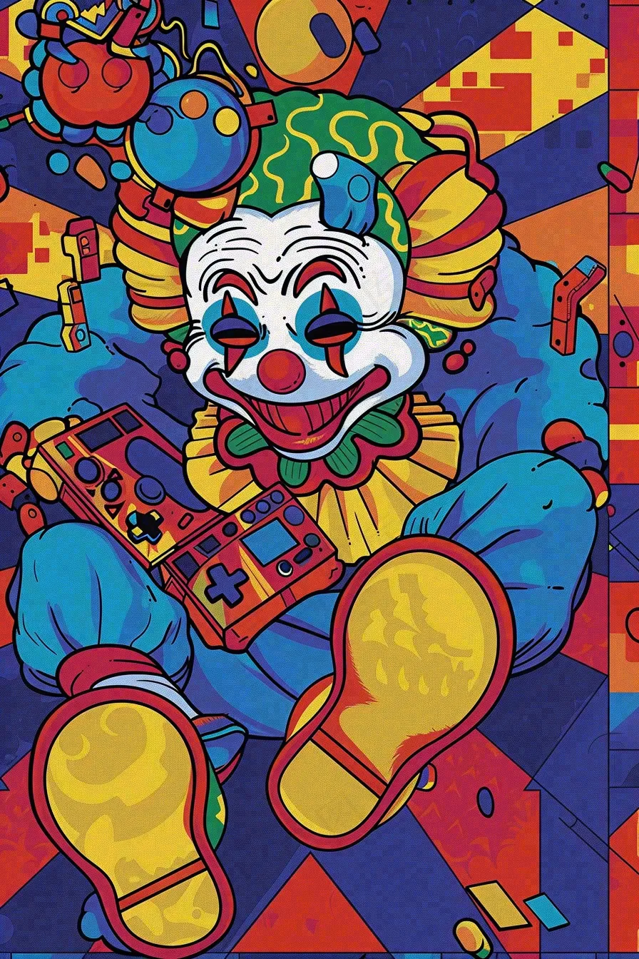 卡通马戏团小丑游戏彩色愚人节插画背景