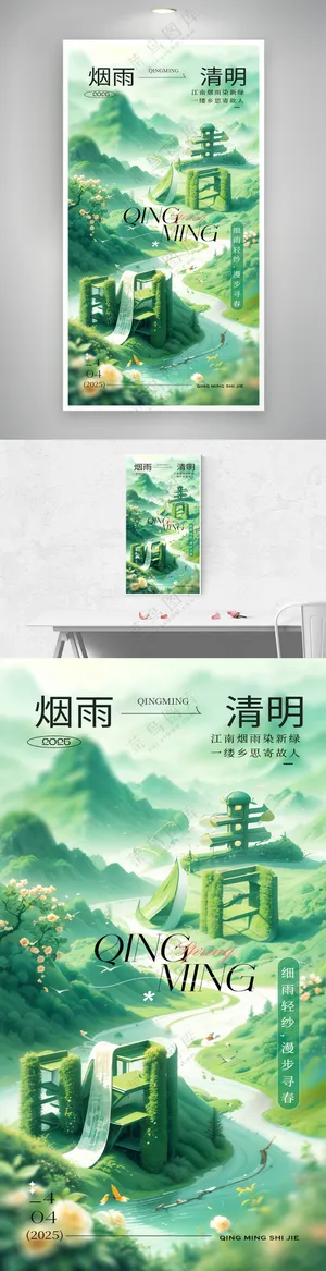 简约清明节踏青旅游出