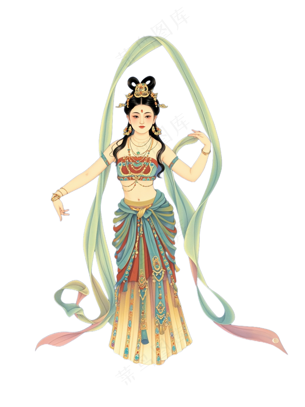 免抠工笔画中国风仙女人物