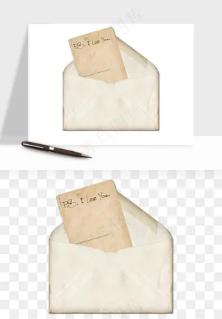 复古明信片信封png免抠