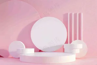 美妆护肤3d展台清新背景