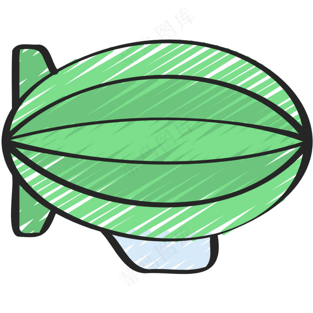 绿色飞艇 铅笔手绘图标 icon