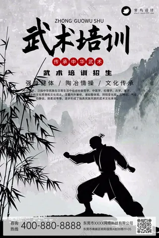武术馆培训招生中华武术宣传海报