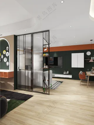 建材-效果图-屏风隔断-高清无水印