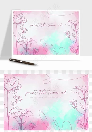 水彩花卉手绘矢量背景