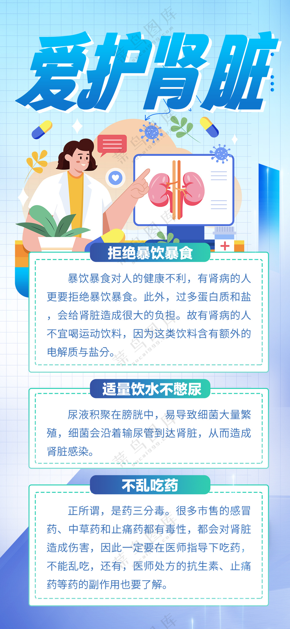 爱护肾脏医学健康知识海报长图