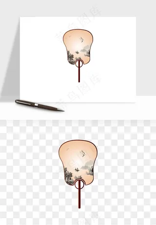 古风扇子元素png免抠