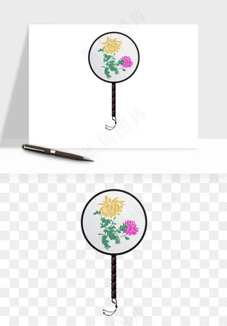 古风扇子元素png免抠