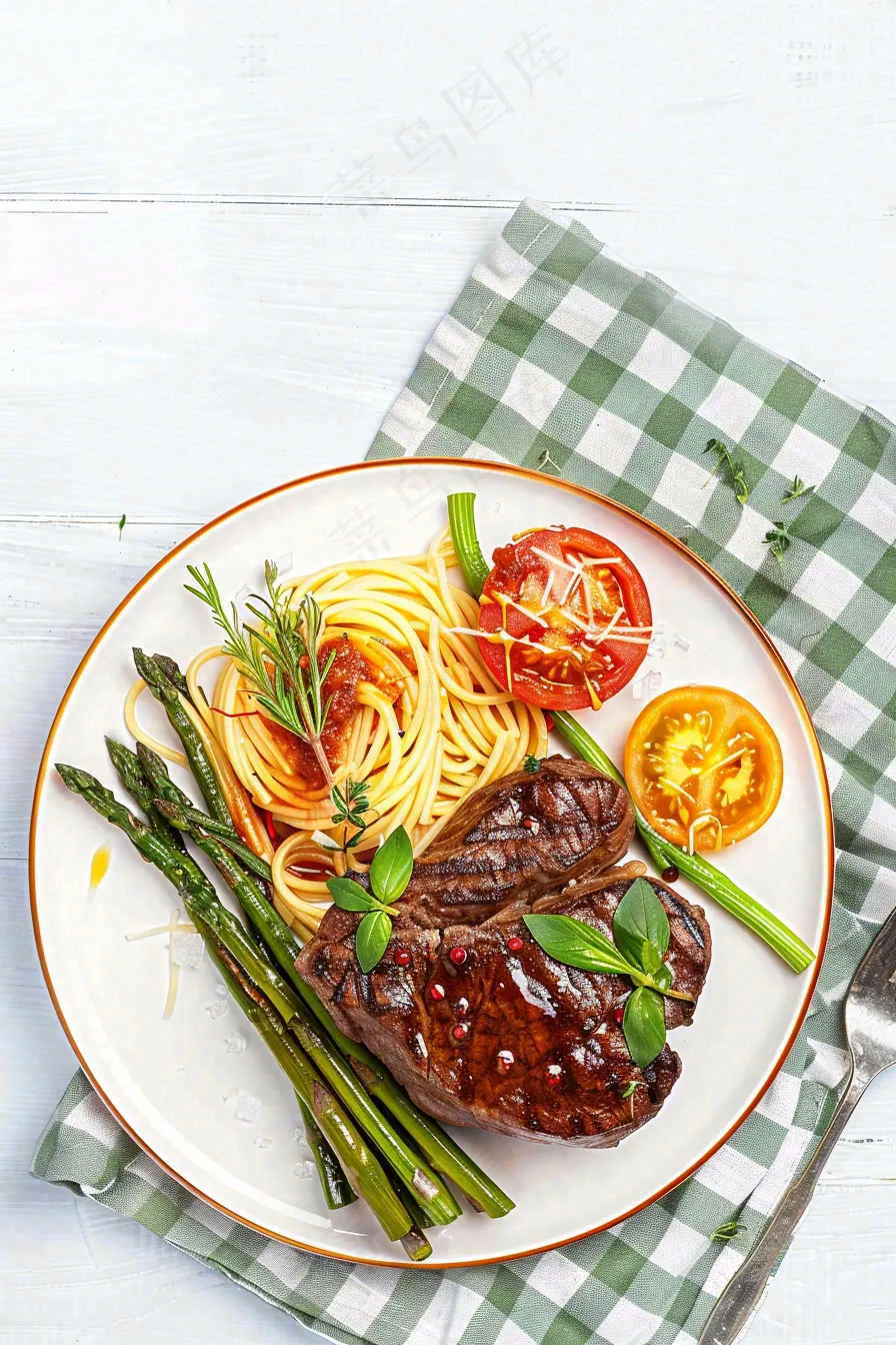 西餐牛排美食摄影图
