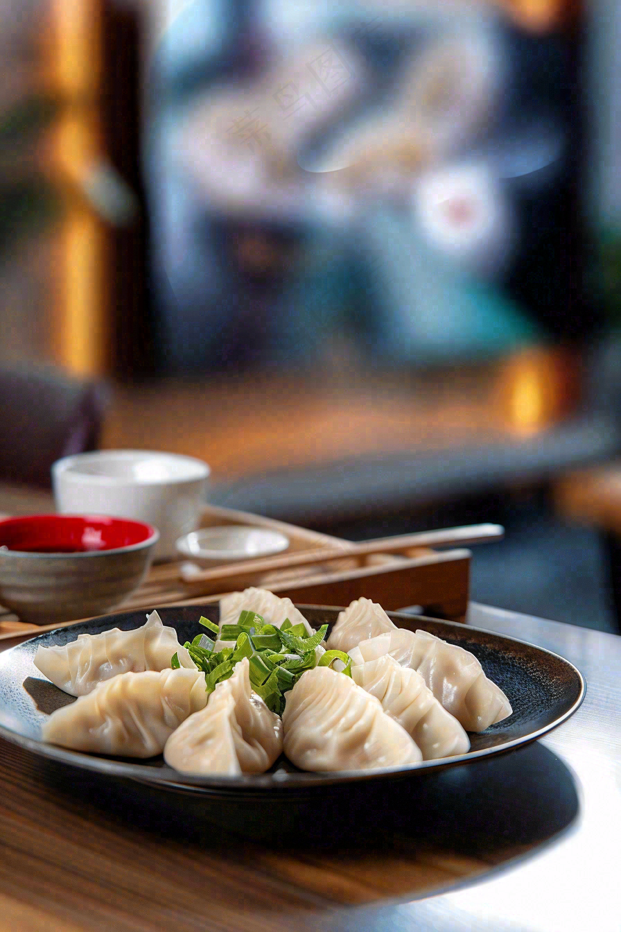 中餐美食饺子食物摄影图背景