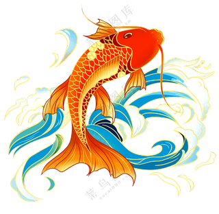鲤鱼  鲤鱼跃龙门    鲤鱼海浪   免扣素材   透明素材