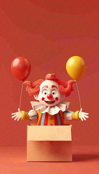 卡通插画马戏团小丑搞怪娱乐快乐表演愚人节插画背景