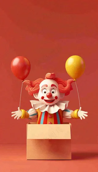 卡通插画马戏团小丑搞怪娱乐快乐表演愚人节插画背景